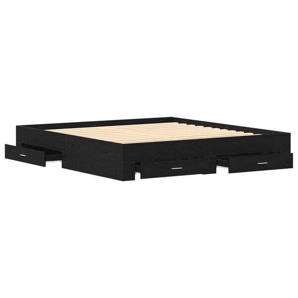 vidaXL Κρεβάτι με Συρτάρια Μαύρη Δρυς 180x200 εκ Επεξεργασμένο Ξύλο