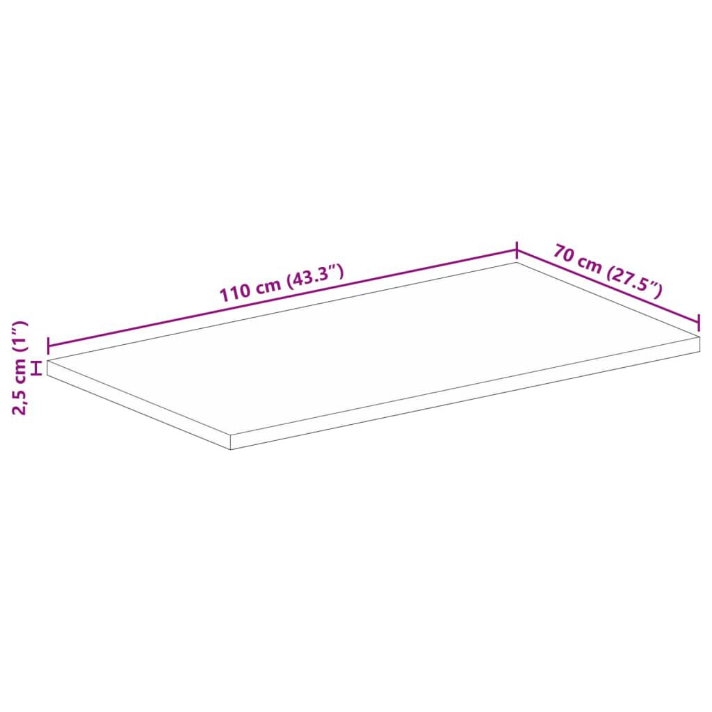 vidaXL Επιφάνεια Τραπεζιού Ορθογώνια 110x70x2,5 εκ. Μασίφ Ξύλο Μάνγκο