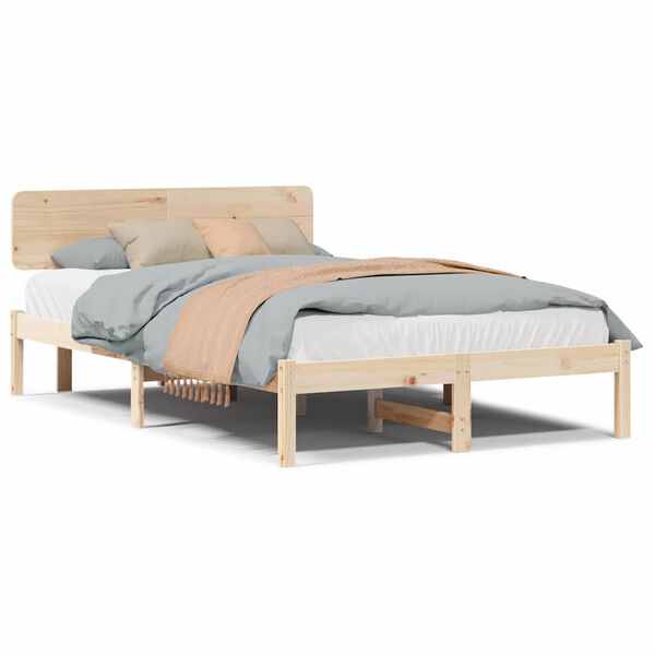 vidaXL Σκελετός Κρεβατιού Φυσικό 120 x 190 cm Μασίφ ξύλο πεύκου