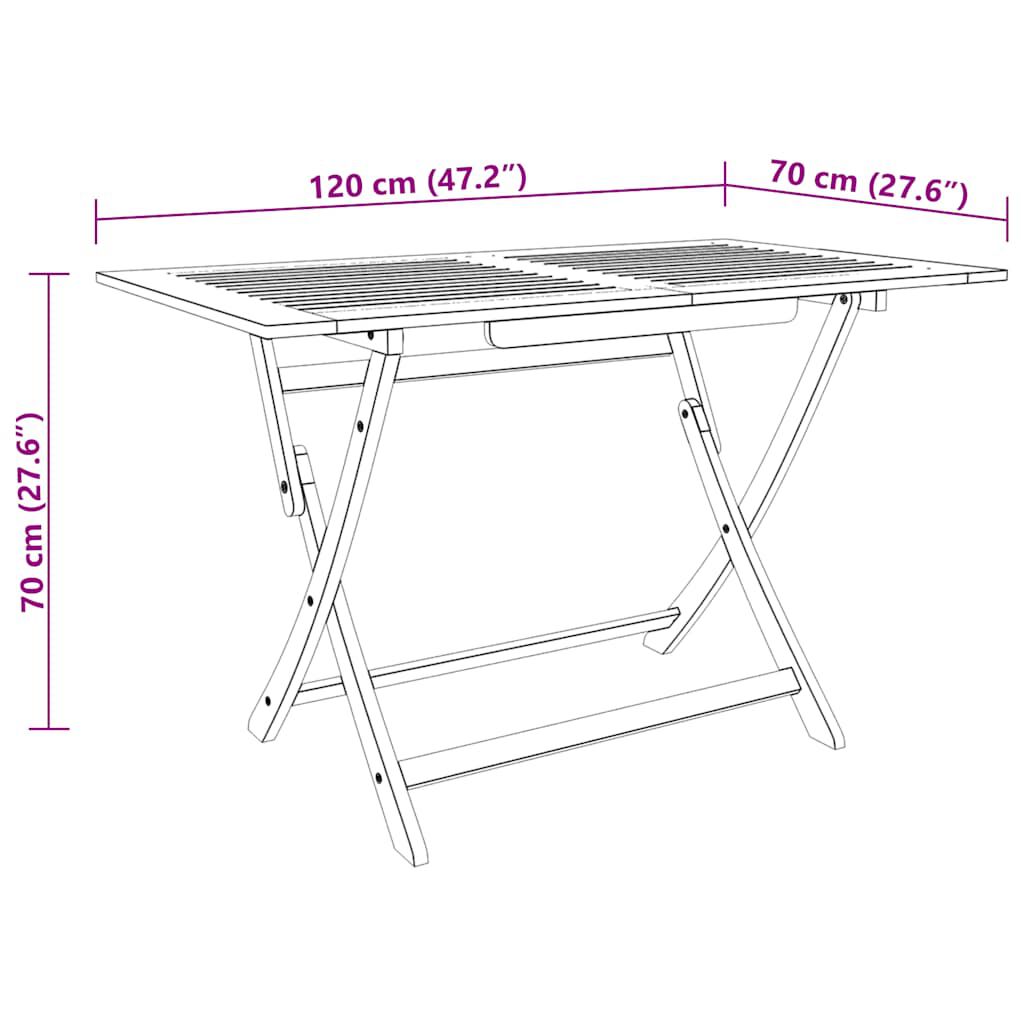 vidaXL Τραπέζι Κήπου Πτυσσόμενο 120x70x75 εκ. Μασίφ Ξύλο Ευκαλύπτου