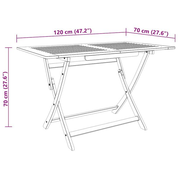 vidaXL Τραπέζι Κήπου Πτυσσόμενο 120x70x75 εκ. Μασίφ Ξύλο Ευκαλύπτου