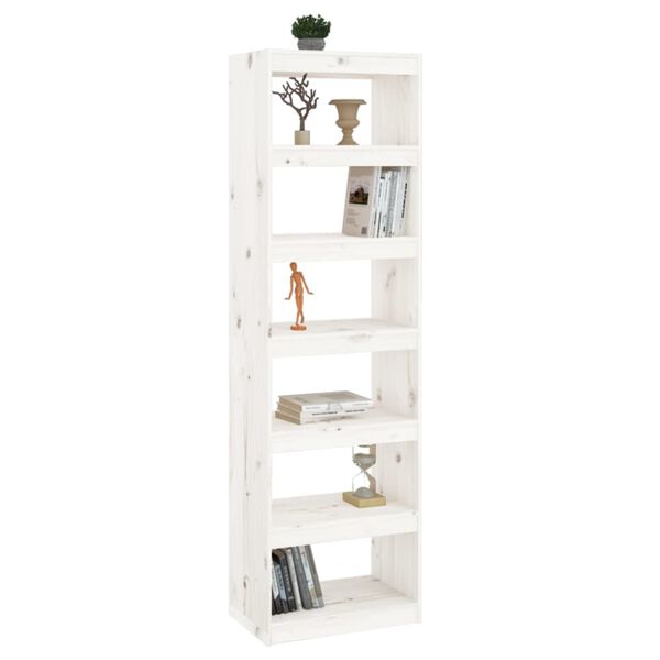 vidaXL Βιβλιοθήκη/Διαχωριστικό Χώρου Λευκή 60x30x199,5 εκ. Μασίφ Πεύκο