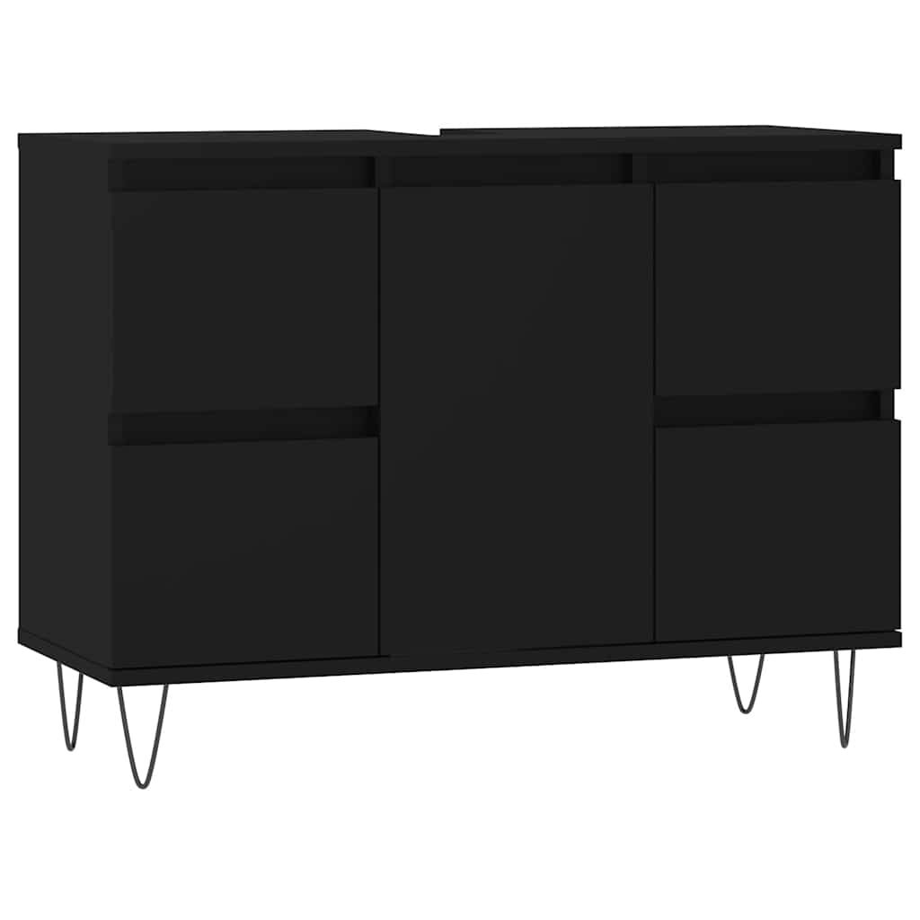 vidaXL Ντουλάπι Μπάνιου Μαύρο 80 x 33 x 60 εκ. από Επεξεργασμένο Ξύλο