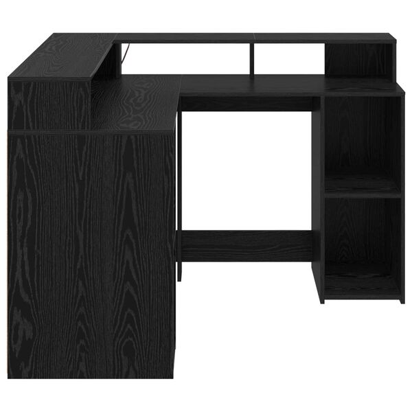 vidaXL Γραφείο Μαύρος Δρυς 130x130x91 εκ. Επεξεργασμένο Ξύλο