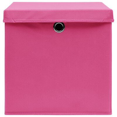 vidaXL Κουτιά Αποθήκευσης με Καπάκια 4 τεμ. Ροζ 28 x 28 x 28 εκ.