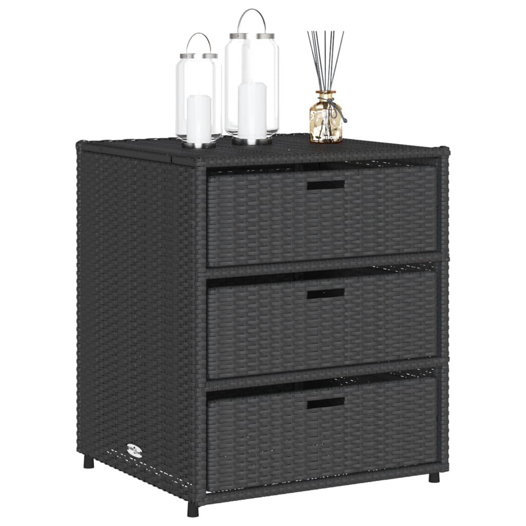 vidaXL Ντουλάπι Αποθήκευσης Κήπου Μαύρο 55x59x69 εκ. Συνθετικό Ρατάν