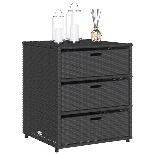 vidaXL Ντουλάπι Αποθήκευσης Κήπου Μαύρο 55x59x69 εκ. Συνθετικό Ρατάν