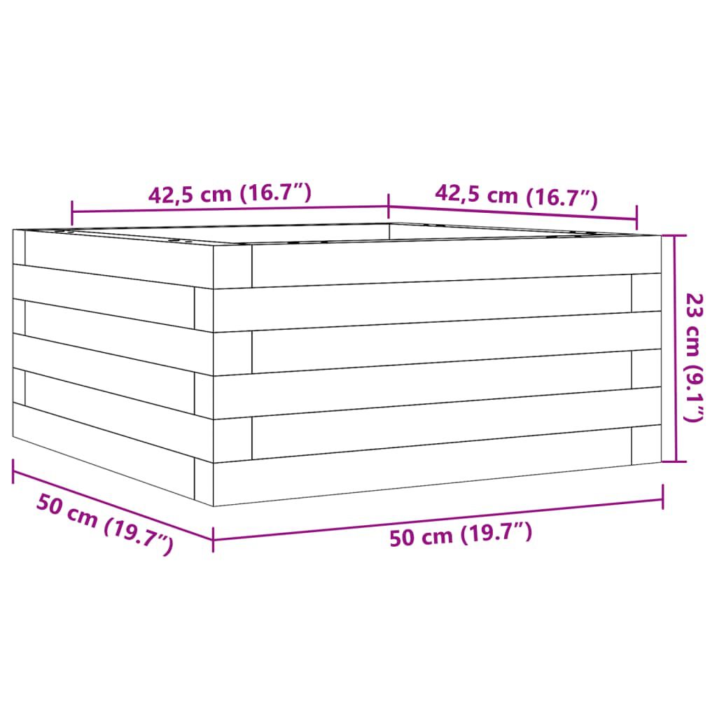 vidaXL Ζαρντινιέρα Κήπου 50x50x23 εκ από Μασίφ Ξύλο Πεύκου