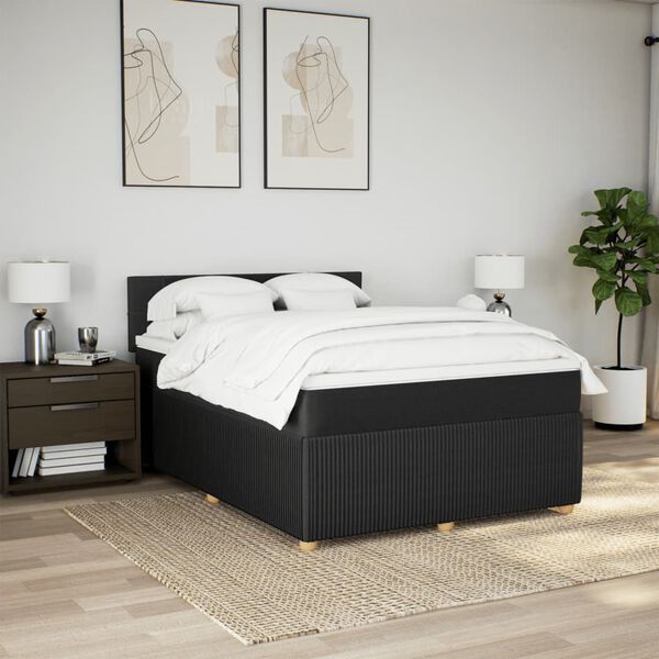 vidaXL &Kappa;&rho;&epsilon;&beta;ά&tau;&iota; Boxspring &mu;&epsilon; &Sigma;&tau;&rho;ώ&mu;&alpha; &Mu;&alpha;ύ&rho;&omicron; 140x190 &epsilon;&kappa;. &Upsilon;&phi;&alpha;&sigma;&mu;ά&tau;&iota;&nu;&omicron;