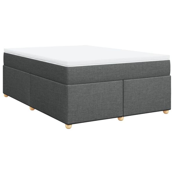 vidaXL Κρεβάτι Boxspring με Στρώμα Σκούρο Γκρι 140x190 εκ. Υφασμάτινο