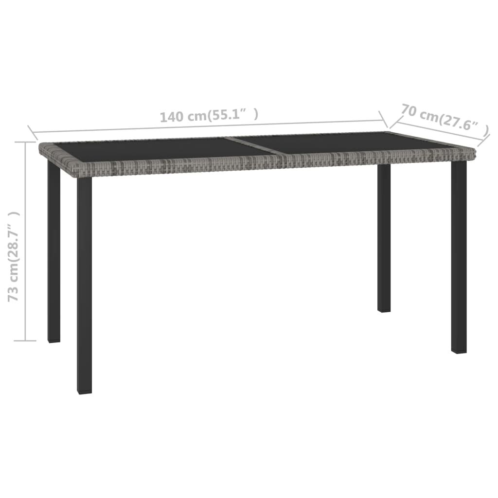 vidaXL Τραπεζαρία Κήπου Γκρι 140 x 70 x 73 εκ. από Συνθετικό Ρατάν