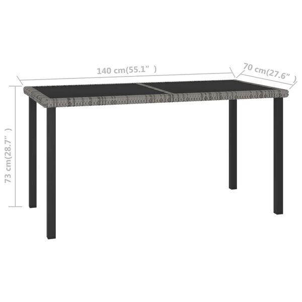 vidaXL Τραπεζαρία Κήπου Γκρι 140 x 70 x 73 εκ. από Συνθετικό Ρατάν