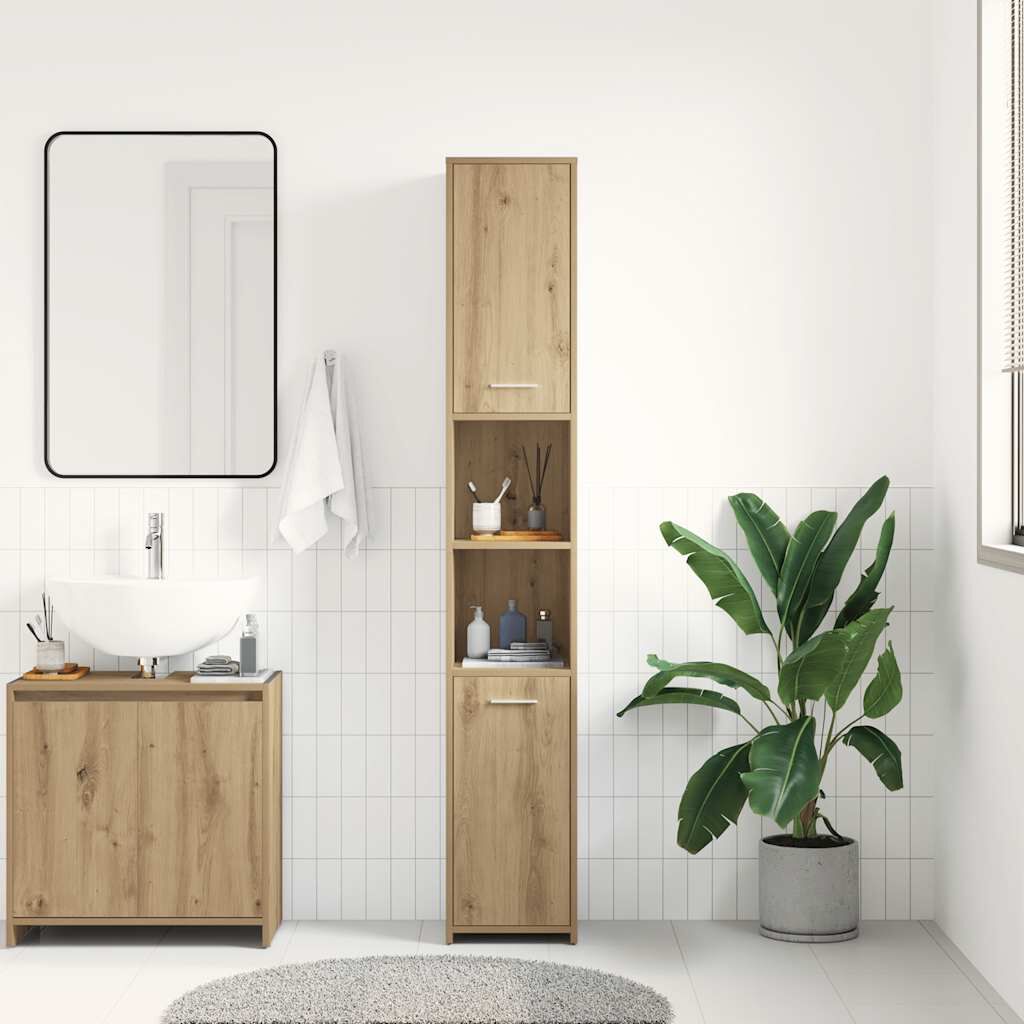 vidaXL Στήλη Μπάνιου Τεχνίτης Δρυς 30x30x183,5 εκ. Επεξεργασμένο Ξύλο