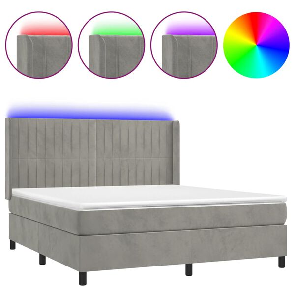 vidaXL &Kappa;&rho;&epsilon;&beta;ά&tau;&iota; Boxspring &mu;&epsilon; &Sigma;&tau;&rho;ώ&mu;&alpha; & LED &Alpha;&nu;.&Gamma;&kappa;&rho;&iota; 180x200 &epsilon;&kappa;. &Beta;&epsilon;&lambda;&omicron;ύ&delta;&iota;&nu;&omicron;