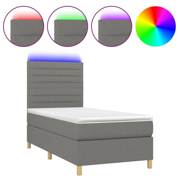 vidaXL &Kappa;&rho;&epsilon;&beta;ά&tau;&iota; Boxspring &mu;&epsilon; &Sigma;&tau;&rho;ώ&mu;&alpha; & LED &Sigma;&kappa;.&Gamma;&kappa;&rho;&iota; 80x200 &epsilon;&kappa;. &Upsilon;&phi;&alpha;&sigma;&mu;ά&tau;&iota;&nu;&omicron;