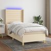 vidaXL &Kappa;&rho;&epsilon;&beta;ά&tau;&iota; Boxspring &mu;&epsilon; &Sigma;&tau;&rho;ώ&mu;&alpha; & LED &Kappa;&rho;&epsilon;&mu; 90x200 &epsilon;&kappa;. &Upsilon;&phi;&alpha;&sigma;&mu;ά&tau;&iota;&nu;&omicron;