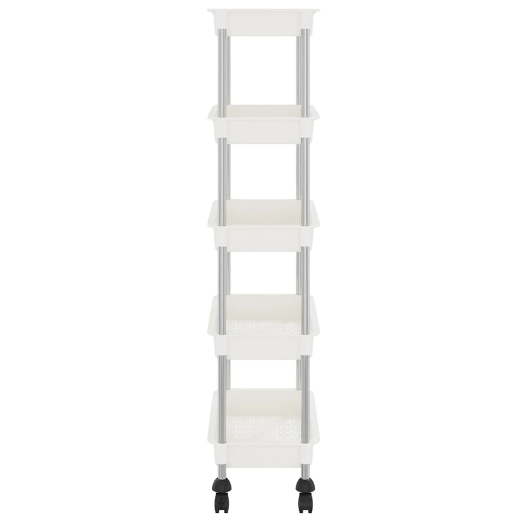 vidaXL Τρόλεϊ Κουζίνας 5 Επιπέδων Λευκό 42 x 29 x 128 εκ. Σίδερο/ABS