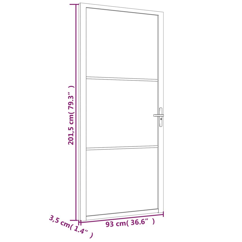 vidaXL Εσωτερική Πόρτα 93x201,5 εκ. Μαύρο Ματ Γυαλί και Αλουμίνιο