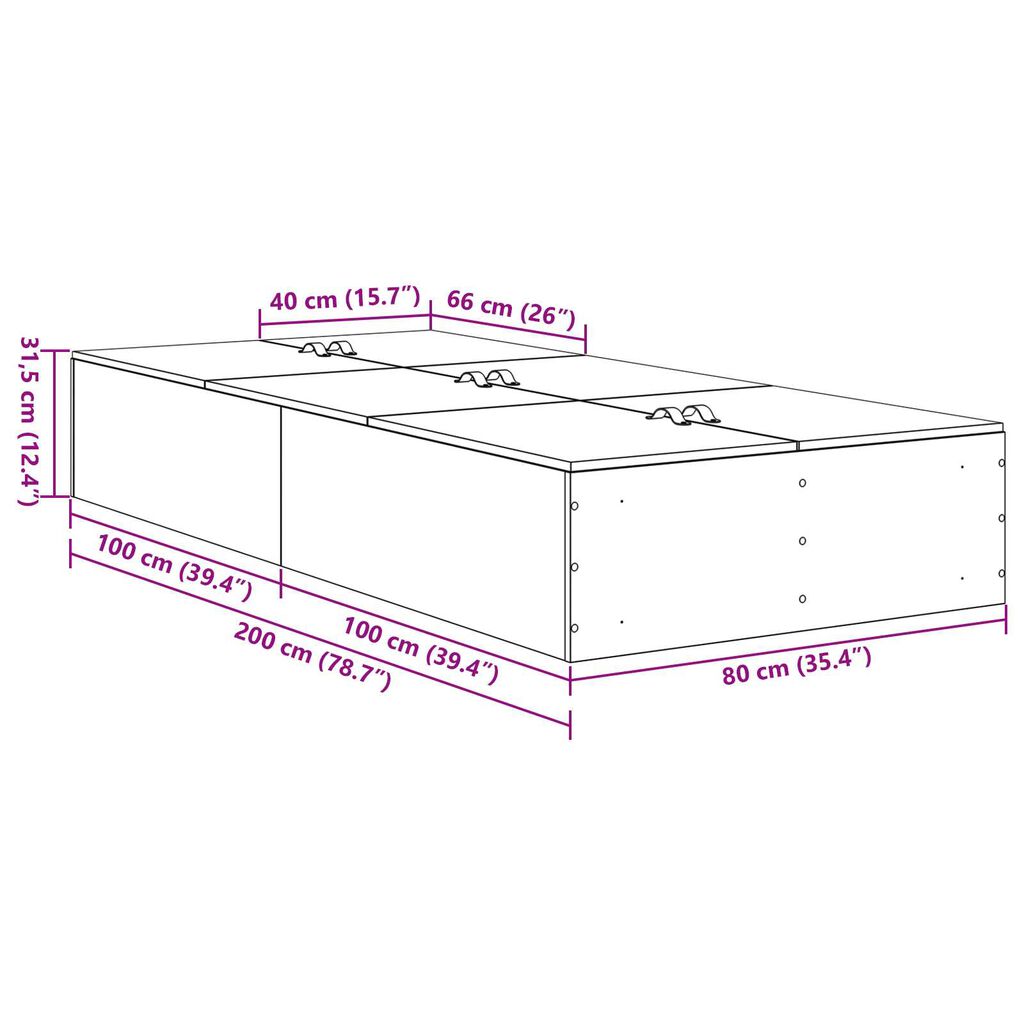 vidaXL Κρεβάτι Αποθήκευσης Οξιάς 80x200 εκ