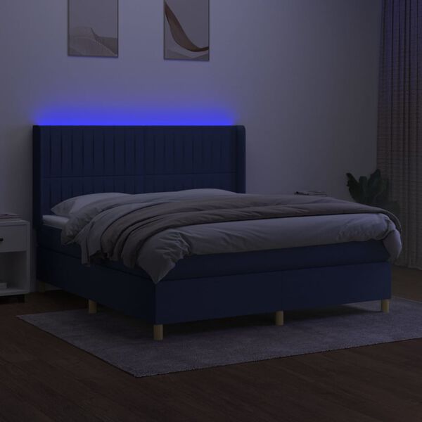 vidaXL &Kappa;&rho;&epsilon;&beta;ά&tau;&iota; Boxspring &mu;&epsilon; &Sigma;&tau;&rho;ώ&mu;&alpha; & LED &Mu;&pi;&lambda;&epsilon; 160x200 &epsilon;&kappa;. &Upsilon;&phi;&alpha;&sigma;&mu;ά&tau;&iota;&nu;&omicron;