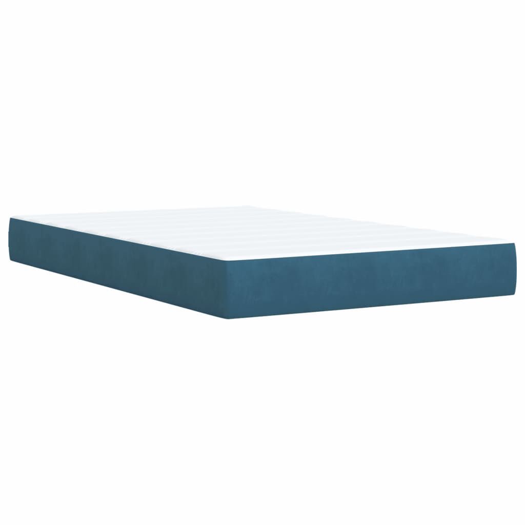 vidaXL Κρεβάτι Boxspring με Στρώμα Σκούρο Μπλε 120x190 εκ. Βελούδινο