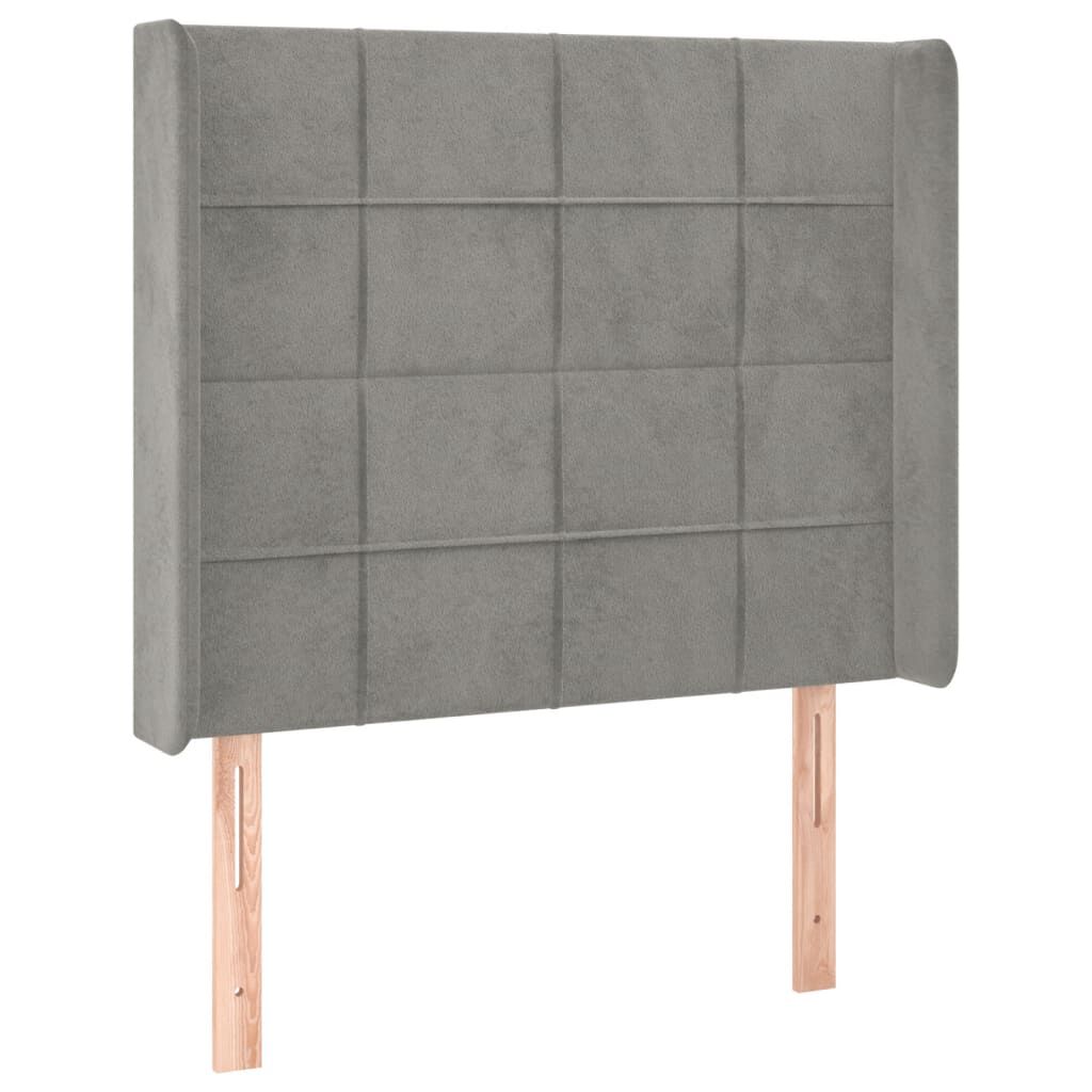 vidaXL Κρεβάτι Boxspring με Στρώμα & LED Αν.Γκρι 80x200 εκ. Βελούδινο