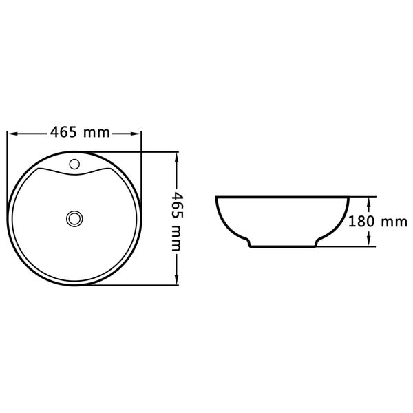 vidaXL Νιπτήρας με Οπή Υπερχείλισης Λευκός 46,5 x 18 εκ. Κεραμικός