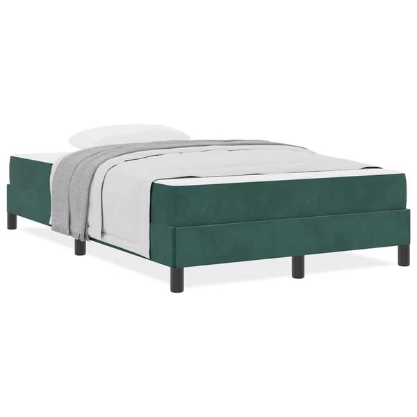 vidaXL Κρεβάτι box spring με στρώμα Σκούρο Πράσινο 120 x 190 cm