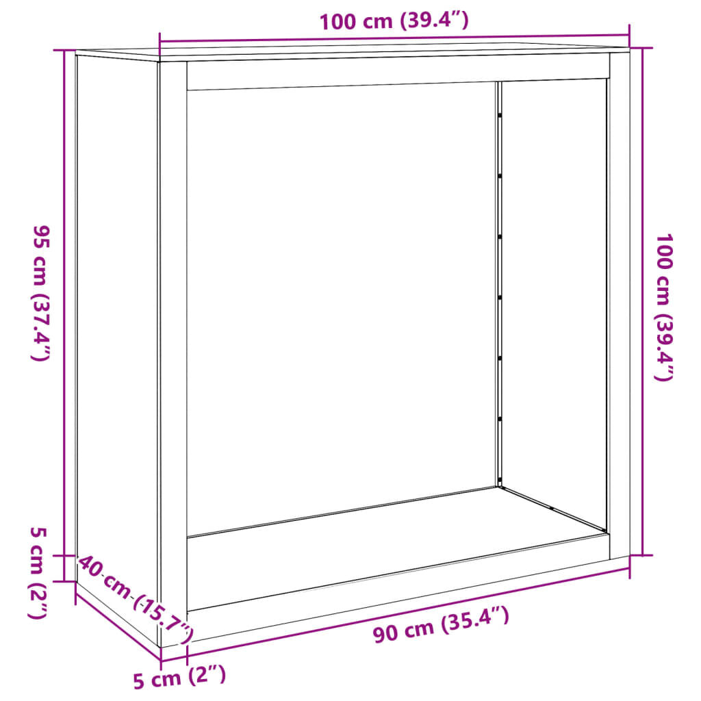 vidaXL Ραφιέρα Καυσόξυλων 100x40x100 εκ. από Ανοξείδωτο ατσάλι