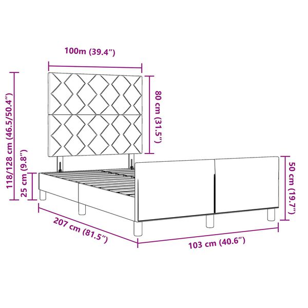 vidaXL Σκελετός Κρεβατιού με κεφαλάρι Μπλε 100 x 200 cm ύφασμα