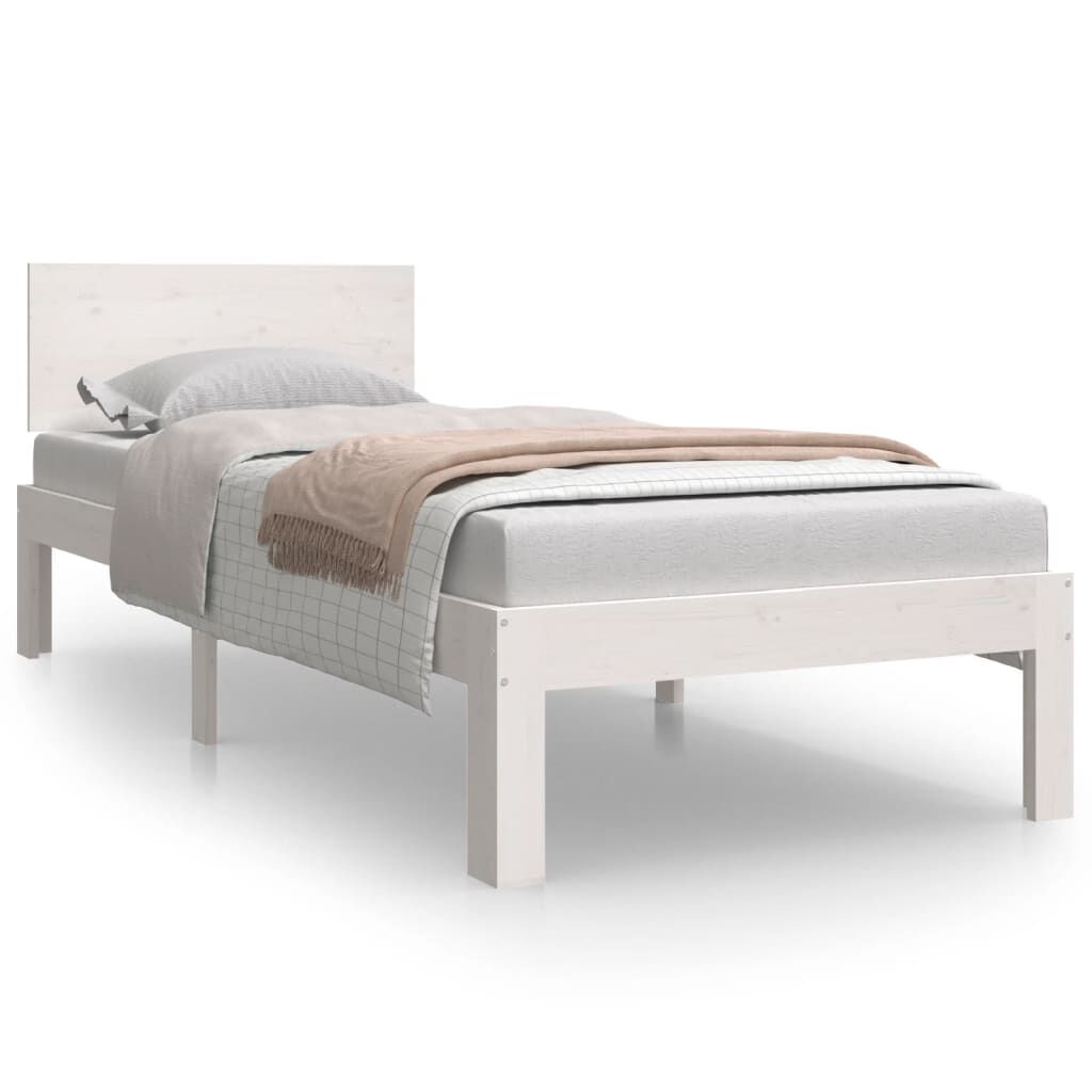 vidaXL Πλαίσιο Κρεβατιού Λευκό 75x190 εκ. Μασίφ Ξύλο Small Single