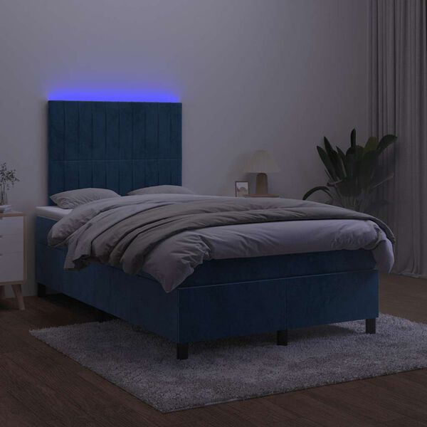 vidaXL &Kappa;&rho;&epsilon;&beta;ά&tau;&iota; Boxspring &mu;&epsilon; &Sigma;&tau;&rho;ώ&mu;&alpha; & LED &Sigma;&kappa;. &Mu;&pi;&lambda;&epsilon; 120x190&epsilon;&kappa;. &Beta;&epsilon;&lambda;&omicron;ύ&delta;&iota;&nu;&omicron;
