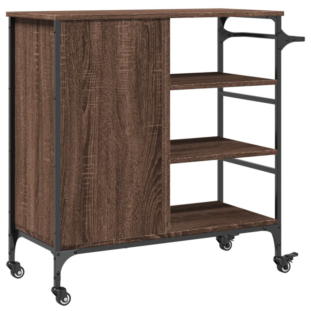 vidaXL Τρόλεϊ Κουζίνας Καφέ Δρυς 87,5x38,5x84,5 εκ. Επεξ. Ξύλο