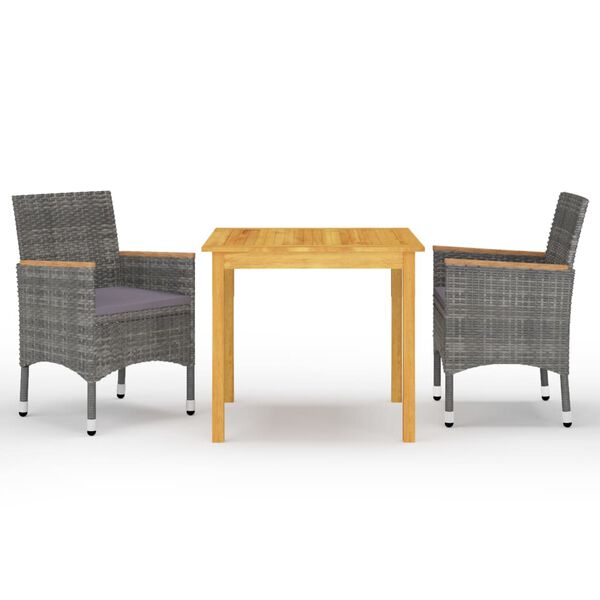 vidaXL Σετ Τραπεζαρίας Κήπου 3 Τεμαχίων Γκρι
