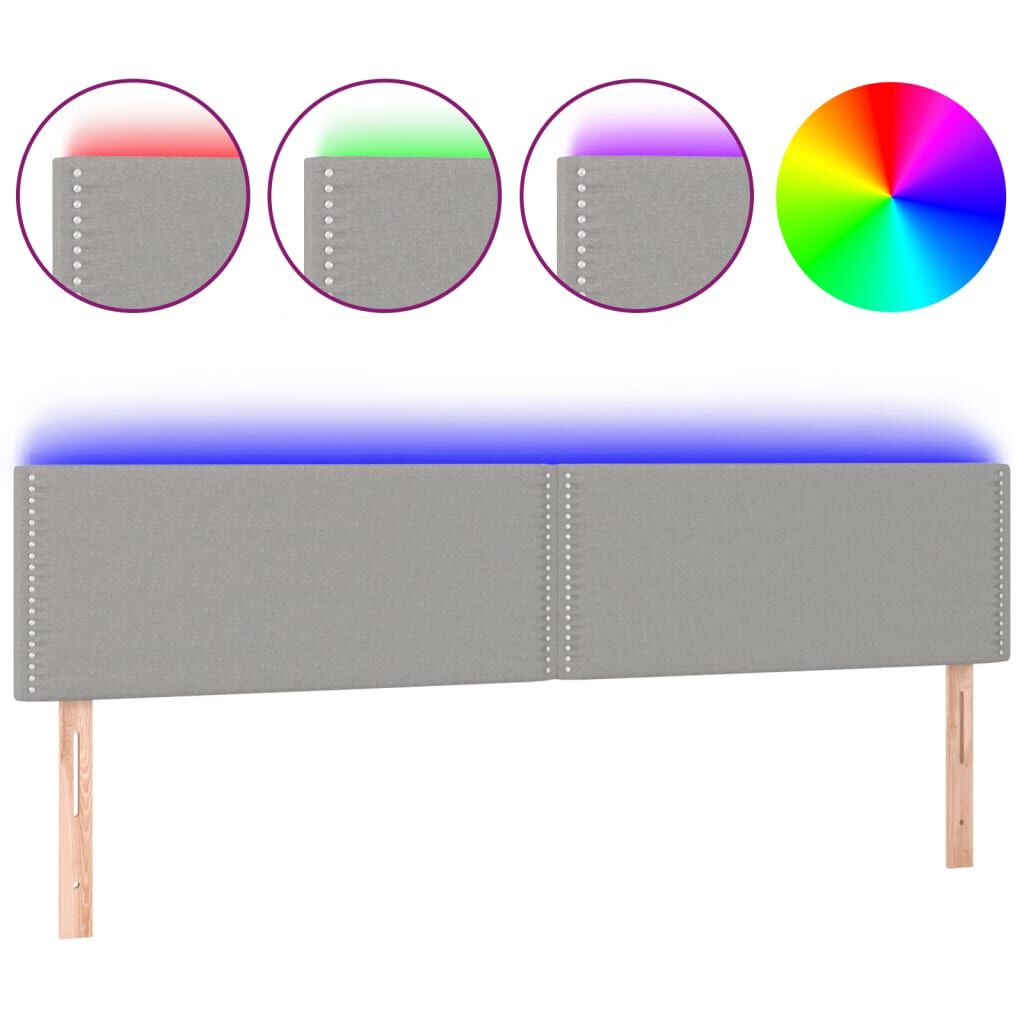 vidaXL Κεφαλάρι Κρεβατιού LED Ανοιχτό Γκρι 160x5x78/88 εκ. Υφασμάτινο