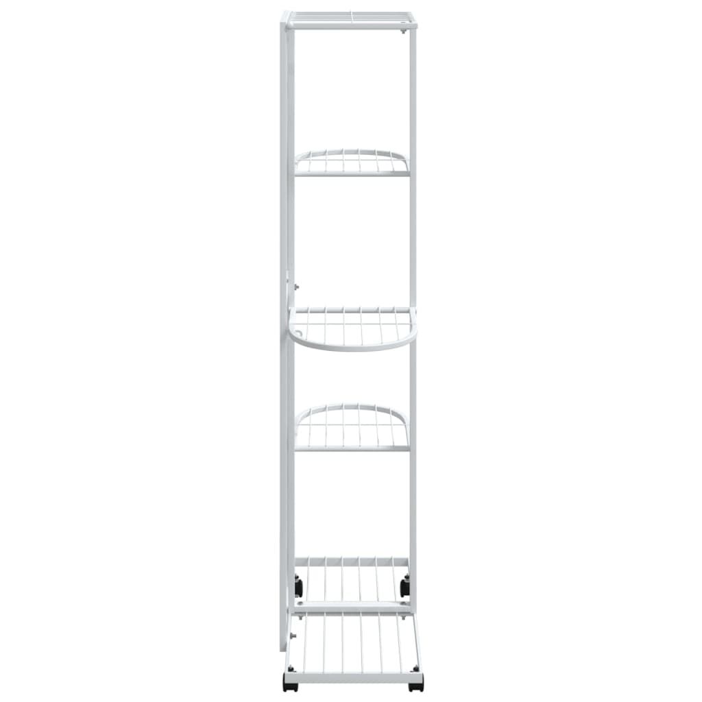 vidaXL Βάση Λουλουδιών 5 Επιπέδων με Ρόδες 83x25x103,5 εκ Λευκή Σίδερο