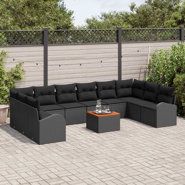 vidaXL Σετ Καναπέ Κήπου 11 pcs Μαύρο