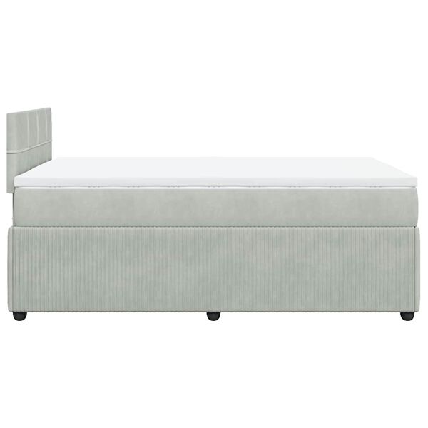 vidaXL Κρεβάτι Boxspring με Στρώμα Ανοιχτό Γκρι 120x190 εκ. Βελούδινο