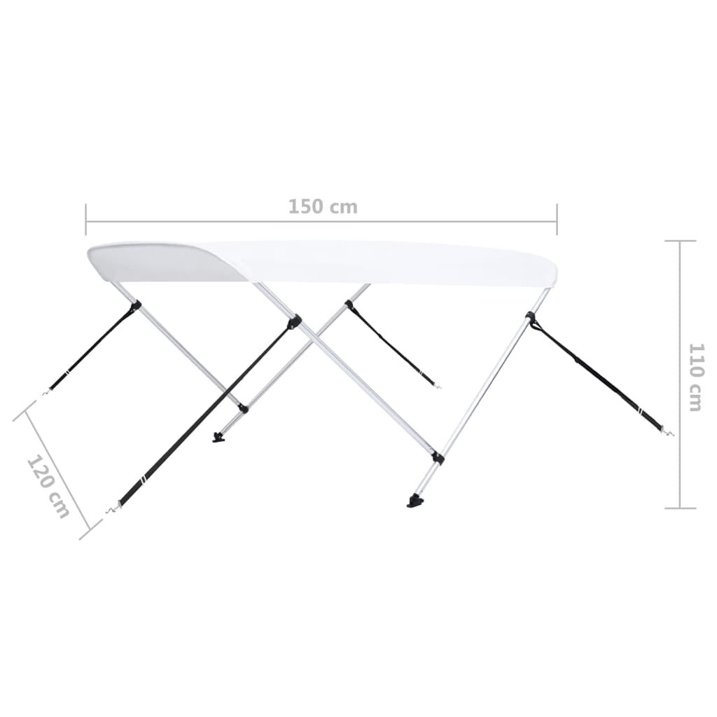vidaXL Τέντα Σκάφους με 2 Αψίδες Λευκή 150x120x110 εκ.