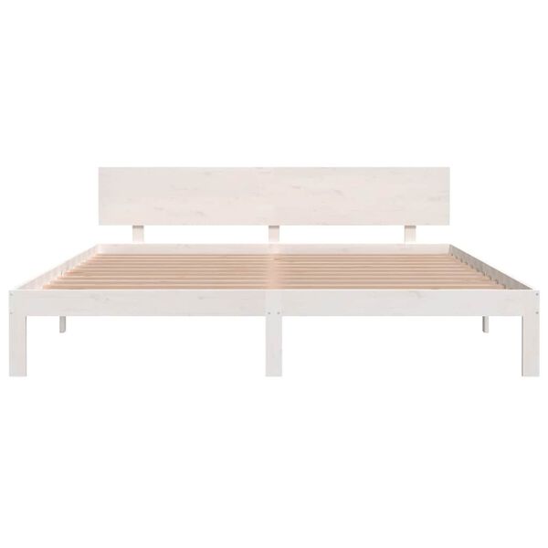 vidaXL Πλαίσιο Κρεβατιού Λευκό 180 x 200 εκ. Μασίφ Ξύλο Super King