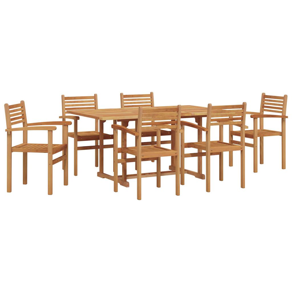 vidaXL Σέτ φαγητού για κήπο 7 pcs Καστανό Μασίφ ξύλο teak