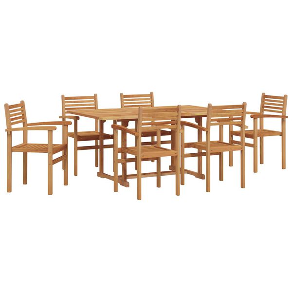 vidaXL Σέτ φαγητού για κήπο 7 pcs Καστανό Μασίφ ξύλο teak