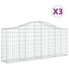 vidaXL Συρματοκιβώτια Τοξωτά 3 τεμ. 200x30x80/100 εκ. Γαλβαν. Ατσάλι