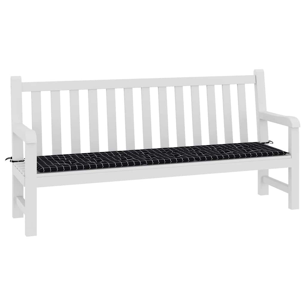 vidaXL Μαξιλάρι Πάγκου Μαύρο Καρό 200x50x4 εκ. Ύφασμα Oxford