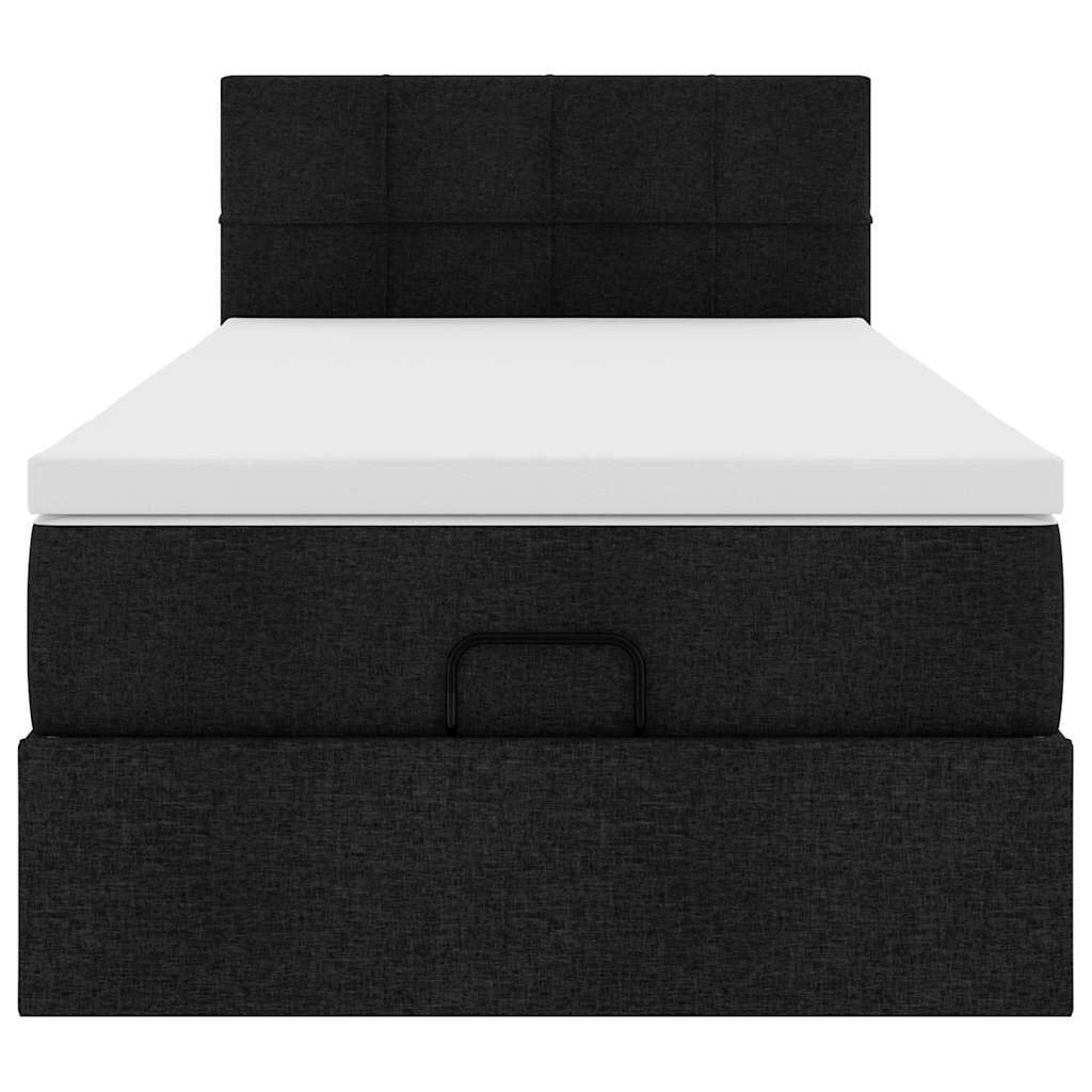 vidaXL Οθωμανικό κρεβάτι με στρώμα Μαύρο 90x190cm Ύφασμα