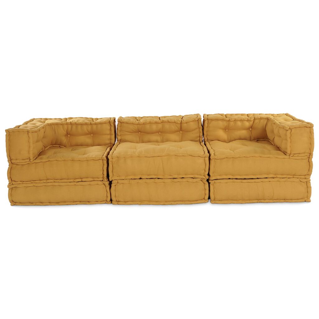vidaXL Modular Pouffes 3 τμχ Κίτρινο Ύφασμα