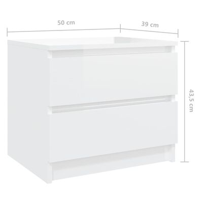 vidaXL Κομοδίνο Γυαλιστερό Λευκό 50 x 39 x 43,5 εκ. από Μοριοσανίδα