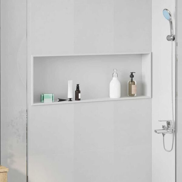 vidaXL Νίτσα Μπάνιου Λευκό 90 x 30 x 9.5 εκ. Ανοξείδωτο ατσάλι