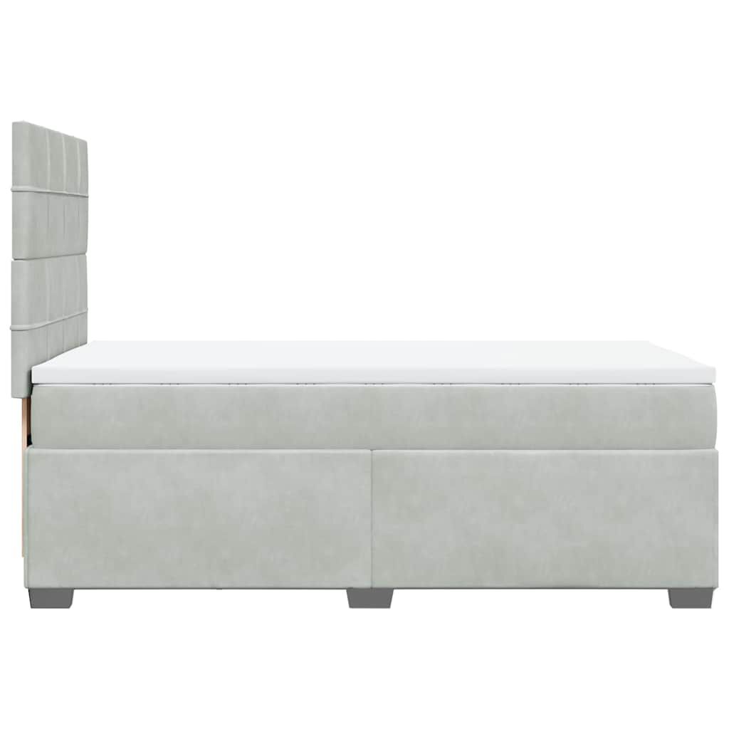 vidaXL Κρεβάτι Boxspring με Στρώμα Ανοιχτό Γκρι 90x190 εκ. Βελούδινο