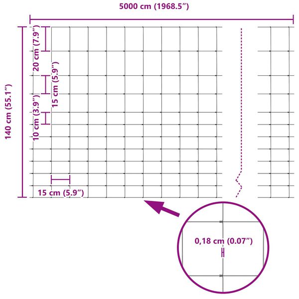 vidaXL Περίφραξη αγρού Ασημί 50 x 1.4 μ Γαλβανισμένος χάλυβας